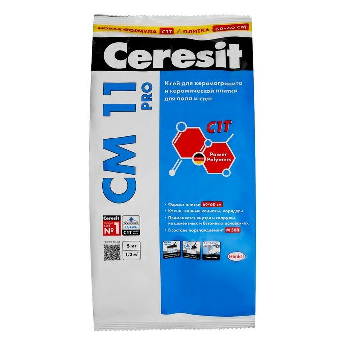 Клей для плитки Ceresit СМ11 Pro (С1), 5кг - фотография № 1