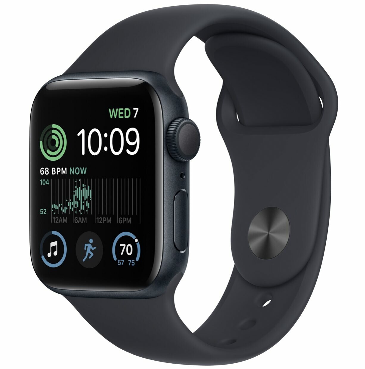 Apple Watch SE 2022 GPS 44mm Midnight Aluminum Case with Sport Band Midnight (S/M, 140–190 mm)