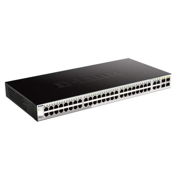  D-Link DGS-1210-52/FL1A, L2 Managed Switch with 48 10/100/1000Base-T ports and 4 100/1000Base-T/SFP combo-ports.16K Mac address, 802.3x Flow Control, 256 of 802.1Q VLAN, VID range 1-4094, 802.1p Prio