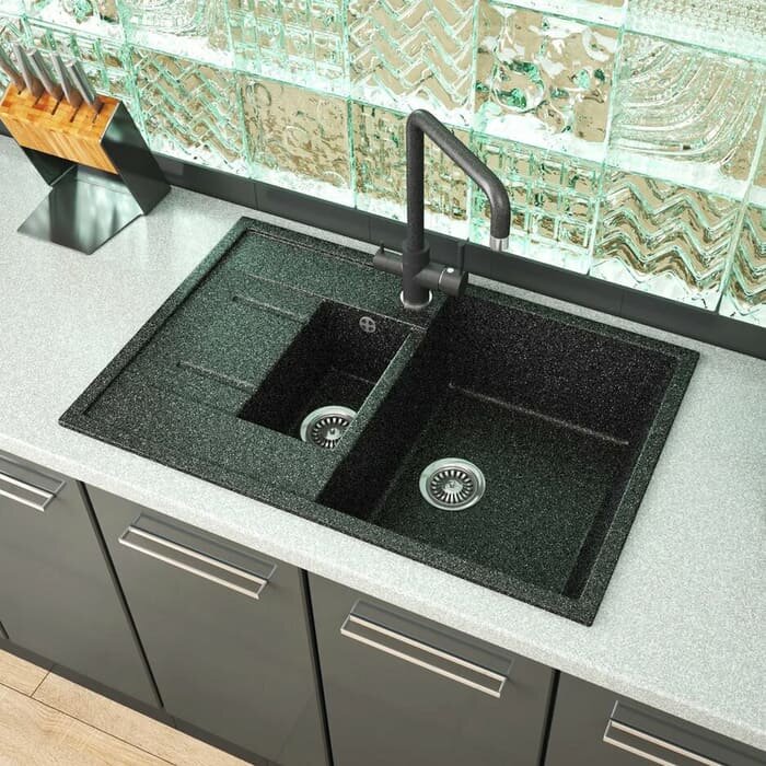 мойка кухонная мраморная greenstone 61x50 grs-21-310 серый - фото №4