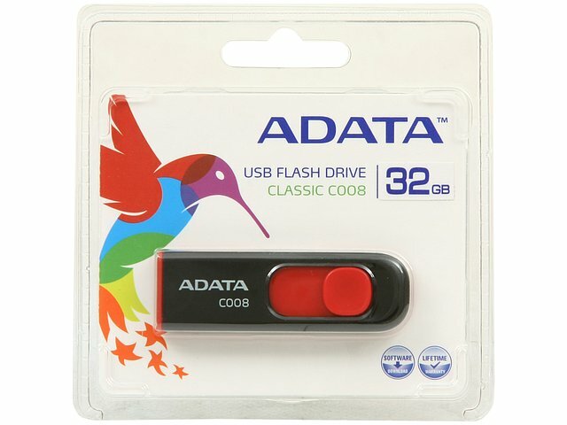 Накопитель USB flash ADATA Накопитель USB flash 32ГБ ADATA Classic C008 AC008-32G-RKD, черно-красный (USB2.0)