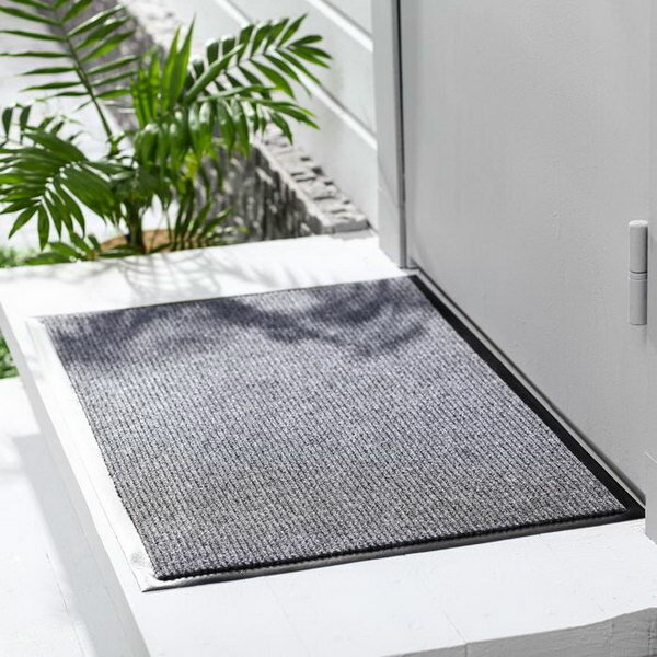 Коврик придверный влаговпитывающий, ребристый, "Комфорт", 90x120 см, цвет серый - фотография № 1