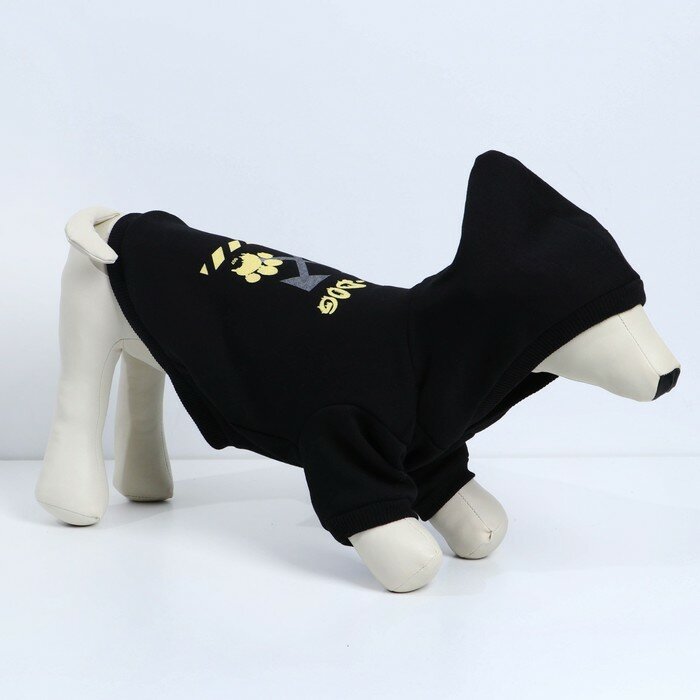 Толстовка Off-Dog для собак (футер с начесом), размер L (ДС 35, ОШ 32-33, ОГ 44-48), чёрная - фотография № 4