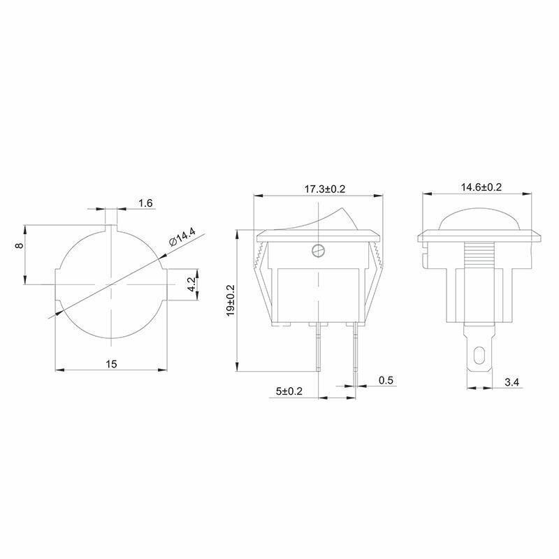 Выключатель клавишный 250В 6А (2с) ON-OFF круглый черн. Micro (RWB-105; SC-214) Rexant 36-2510 - фотография № 2