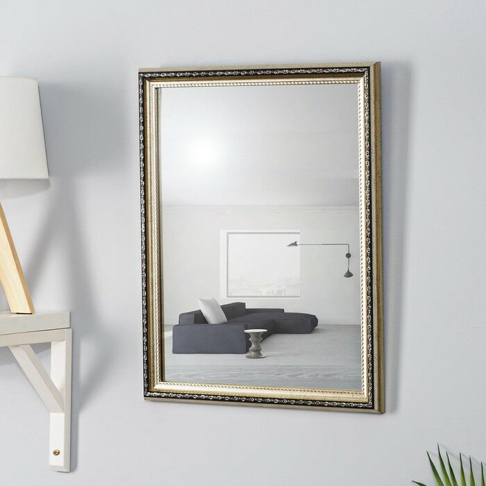 Зеркало настенное «Арабеска», серебро, 40×50 см, рама пластик, 30 мм - фотография № 1