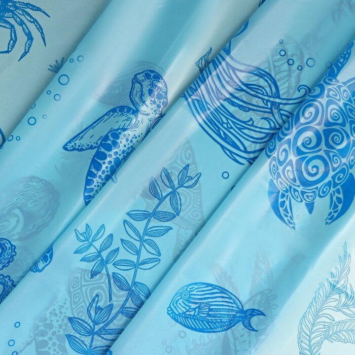 Колорит Штора для ванной «Подводный мир», 180×180 см, цвет синий - фотография № 4