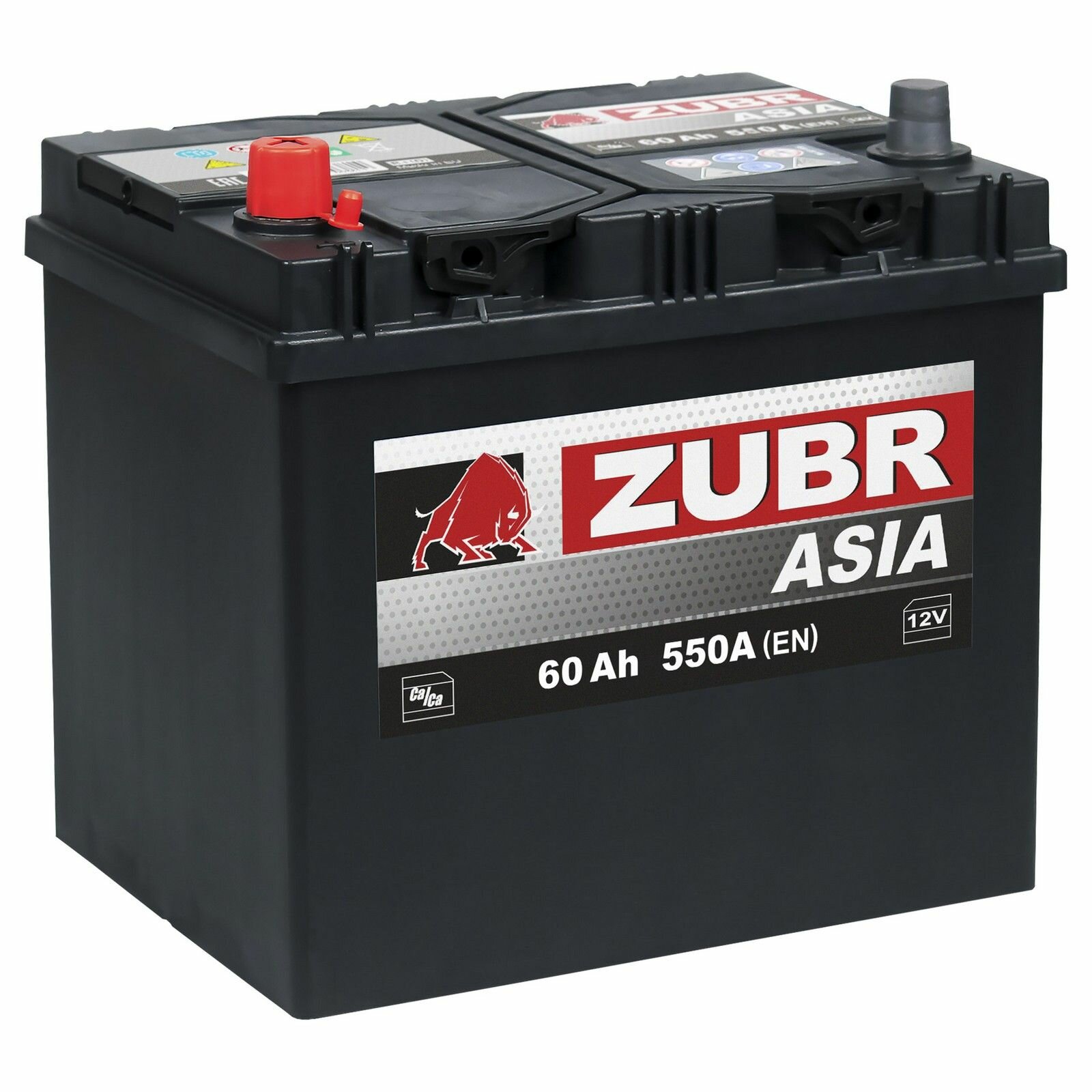 Аккумулятор автомобильный ZUBR Ultra Asia (нижний борт) 60 Ah 550 A прямая полярность 261x175x225