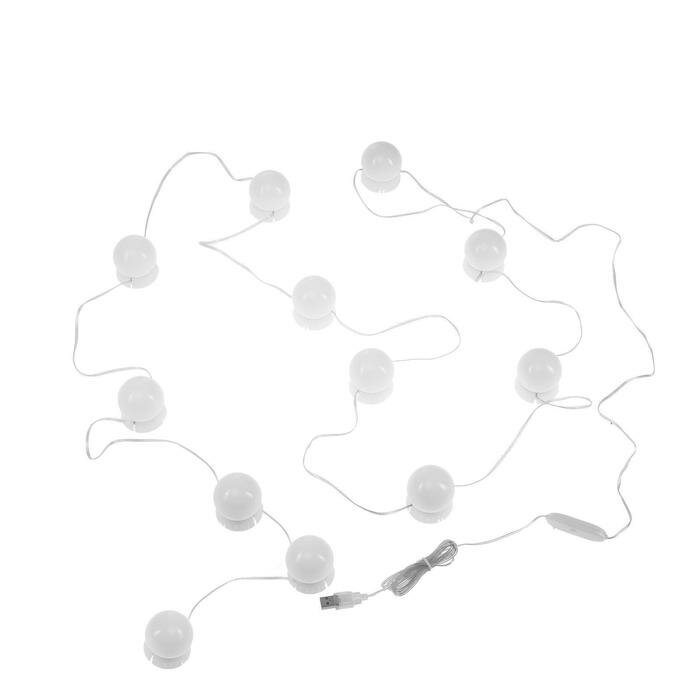Мебельное освещение Без бренда Комплект светодиодных ламп для подсветки зеркала, 12шт, контроллер, от USB, 3000 - 6500К - фотография № 2