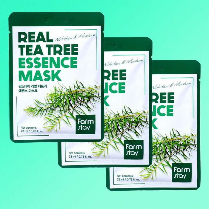 Новогодний набор из 3 масок для лица Farmstay с экстрактом чайного дерева - фотография № 4