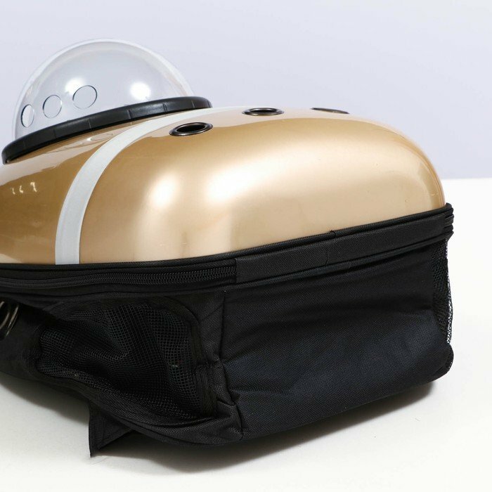 Рюкзак для переноски с окном для обзора и светоотражающей полосой, 32х26х44 см, золотистый - фотография № 5