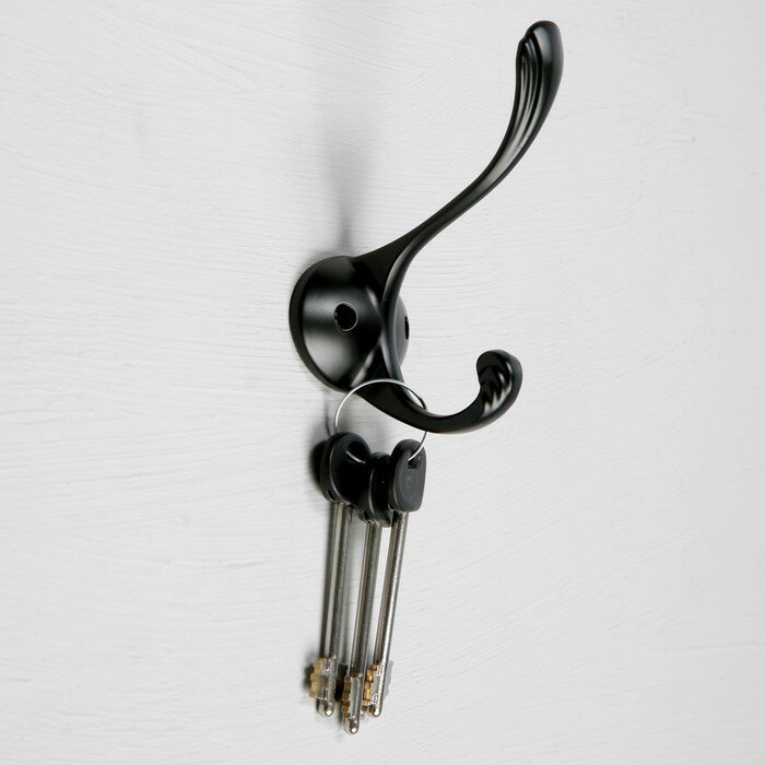 Крючок мебельный CAPPIO RARITY, двухрожковый, цвет черный (1шт.) - фотография № 2