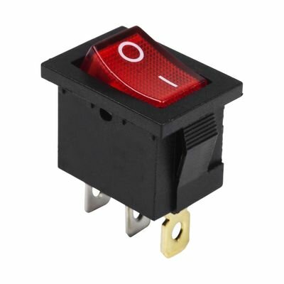 Выключатель-клавиша 12V 15А (3с) ON-OFF красный с подсветкой Mini REXANT