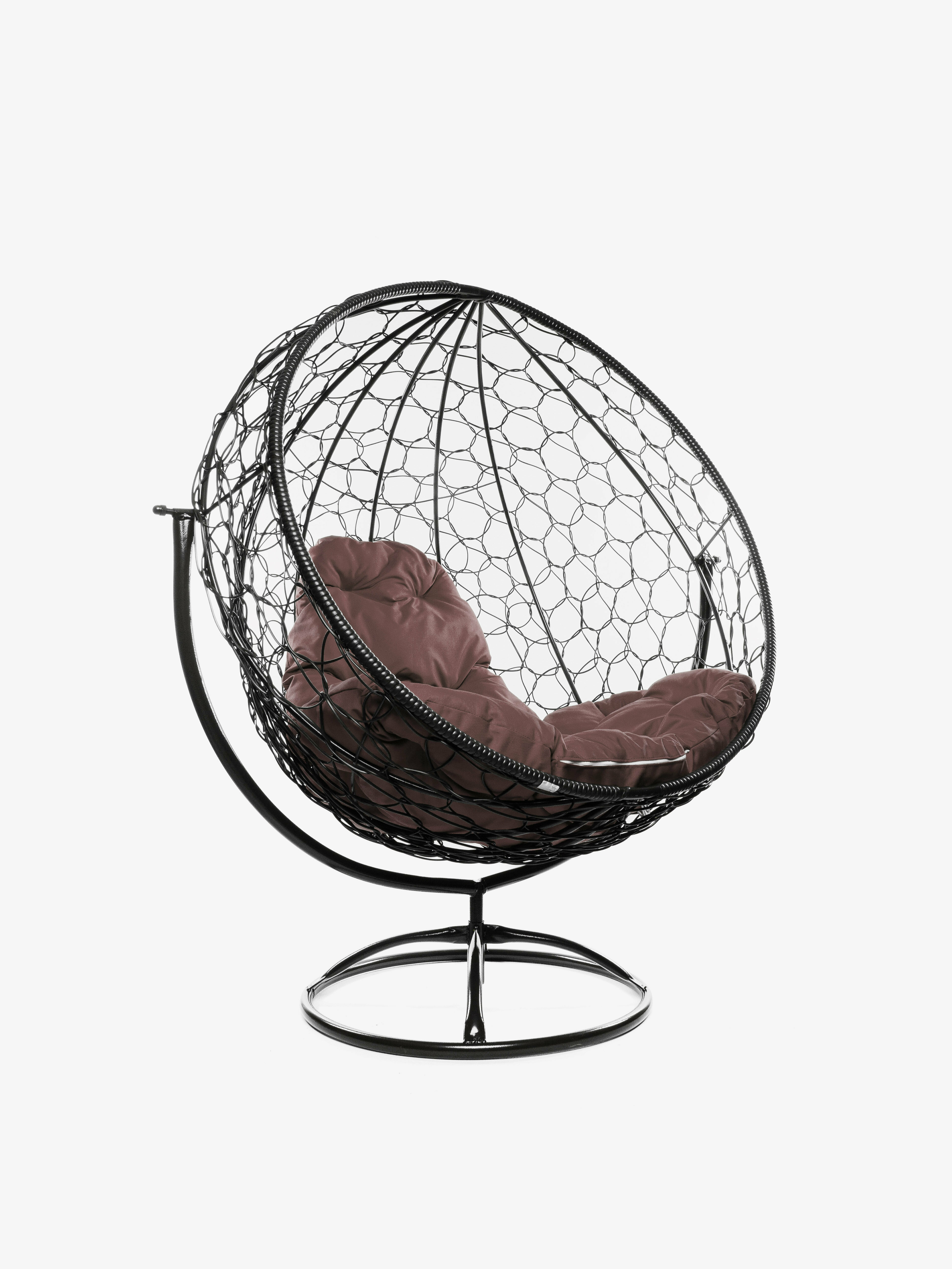Кресло садовое вращающийся ротанг коричневый, коричневая подушка - фотография № 7