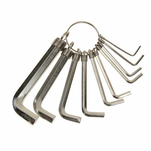 Набор ключей имбусовых 1.5–10 мм 10 шт никелированный на кольце