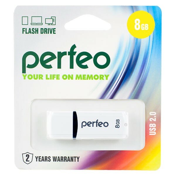 Perfeo USB Drive 8GB C02 White PF-C02W008