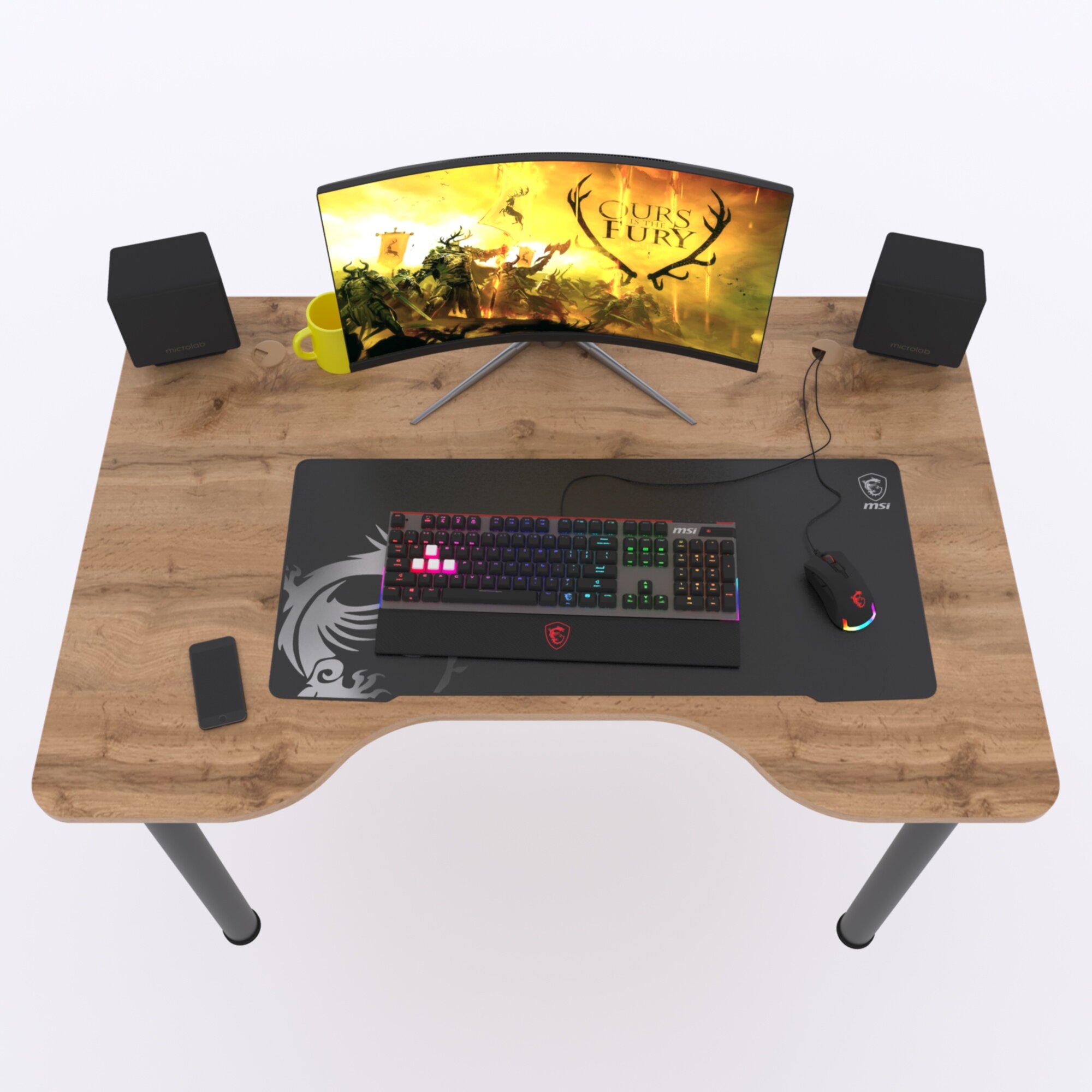 Игровой компьютерный стол "Лакер", 140х80х75 см, дуб вотан - фотография № 3
