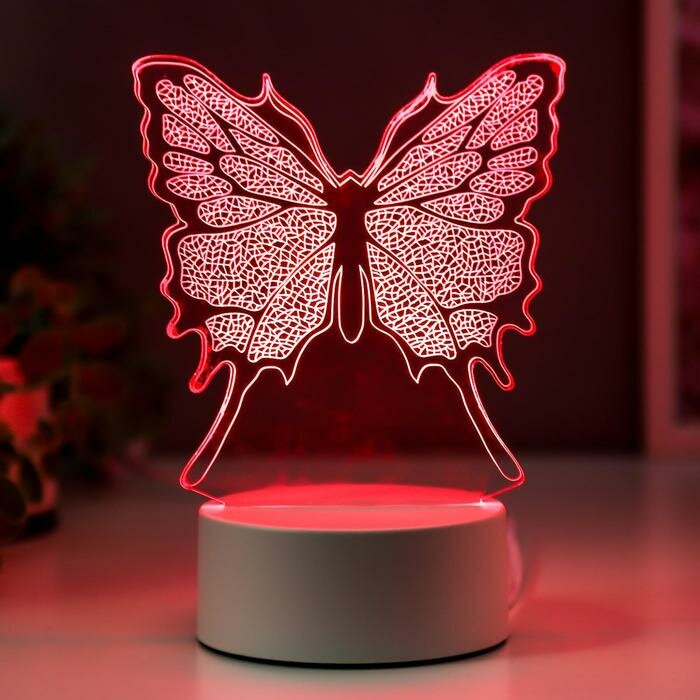 Светильник "Бабочка" LED RGB от сети 9,5х13х17 см - фотография № 3