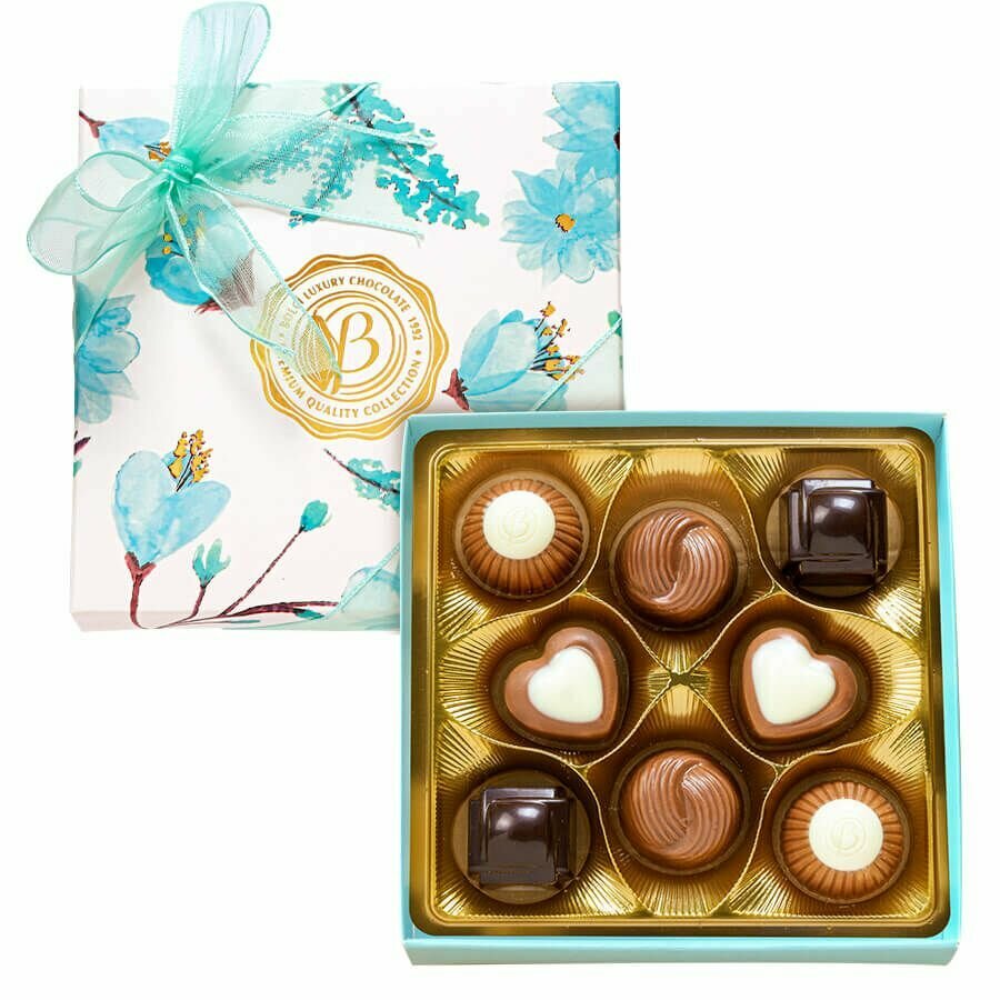 Премиальные шоколадные конфеты BOLCi "Flower Boutique BLue" ассорти нетто 96 г - фотография № 1