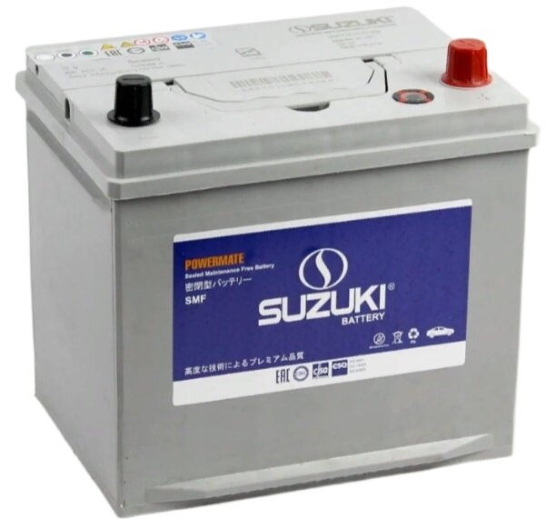 Аккумулятор автомобильный Suzuki 60 А/ч 520 А обр. пол. 65D23L Азия авто (232x173x225) с бортиком