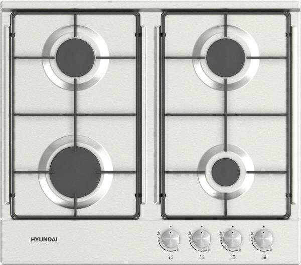 Газовая варочная поверхность Hyundai HHG 6432 IX нержавеющая сталь - фотография № 1