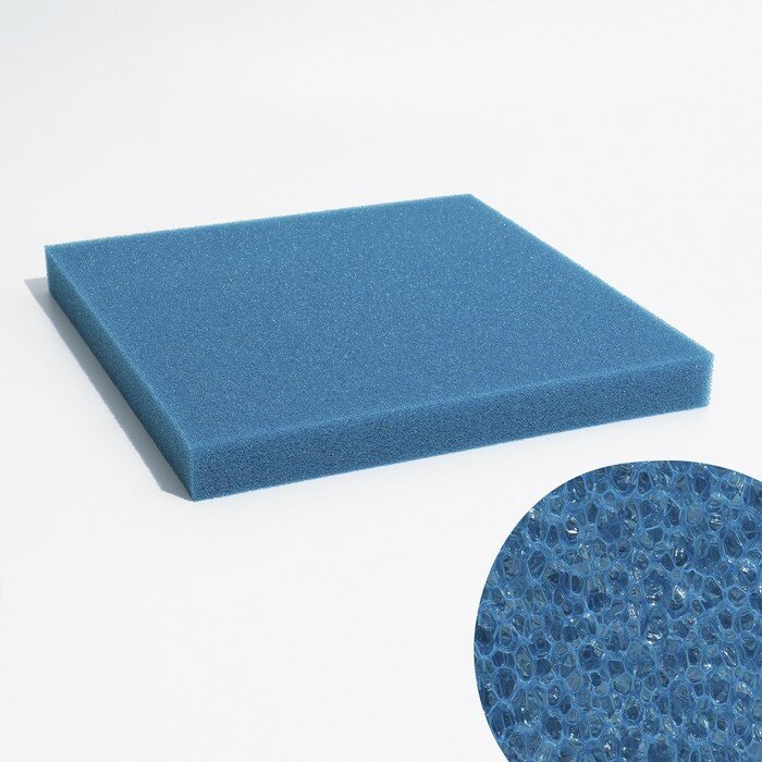 Губка прямоугольная, крупнопористая, лист 50 х 50 х 5 см, синий - фотография № 1