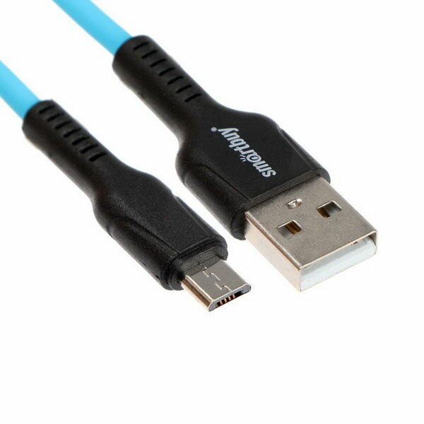 Кабель S21 microUSB - USB 2.4 А 1 м зарядка + передача данных синий