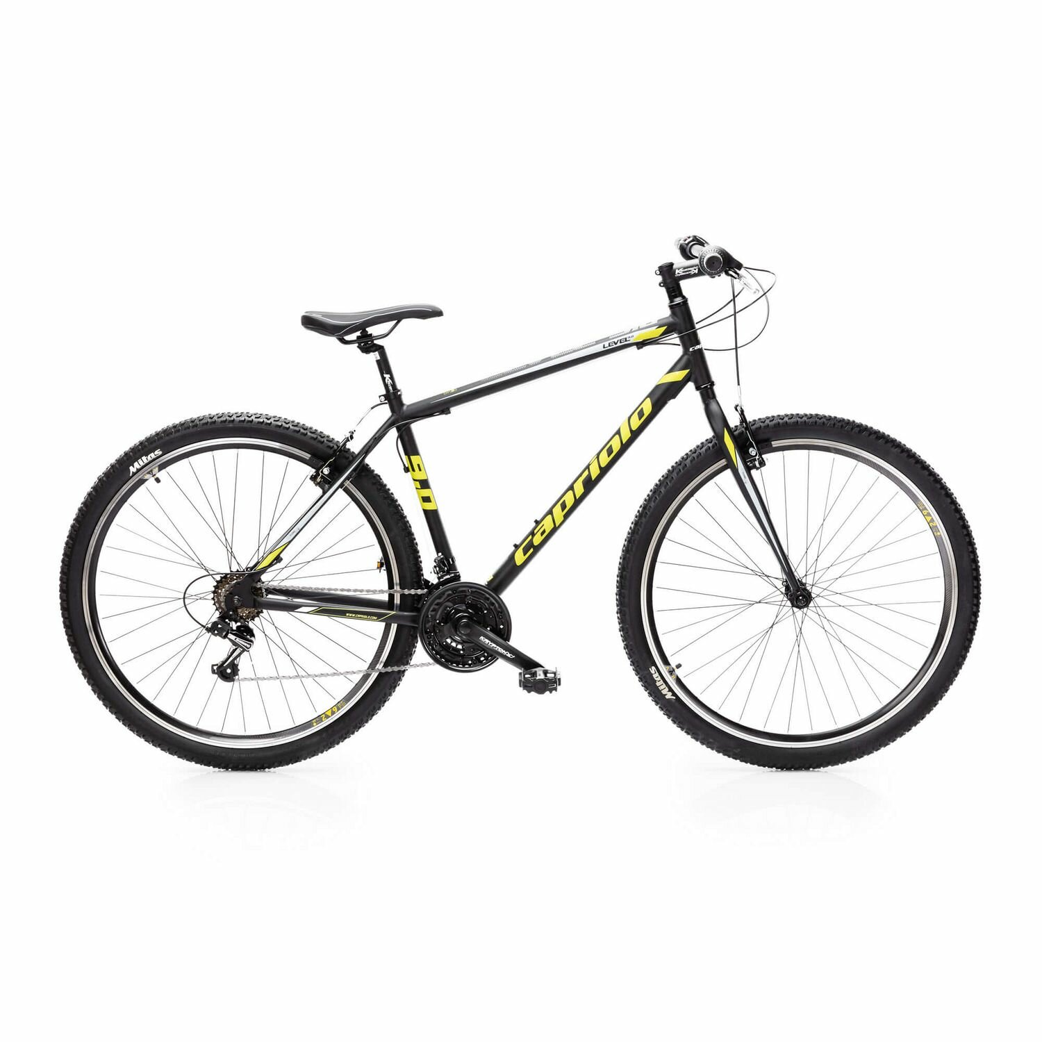 Велосипед CAPRIOLO LEVEL 9.0 29' (2023) (Велосипед CAPRIOLO MTB LEVEL 9.0, рама алюминий 19', колёса 29' (чёрный-жёлтый-зелёный), 918546-19)