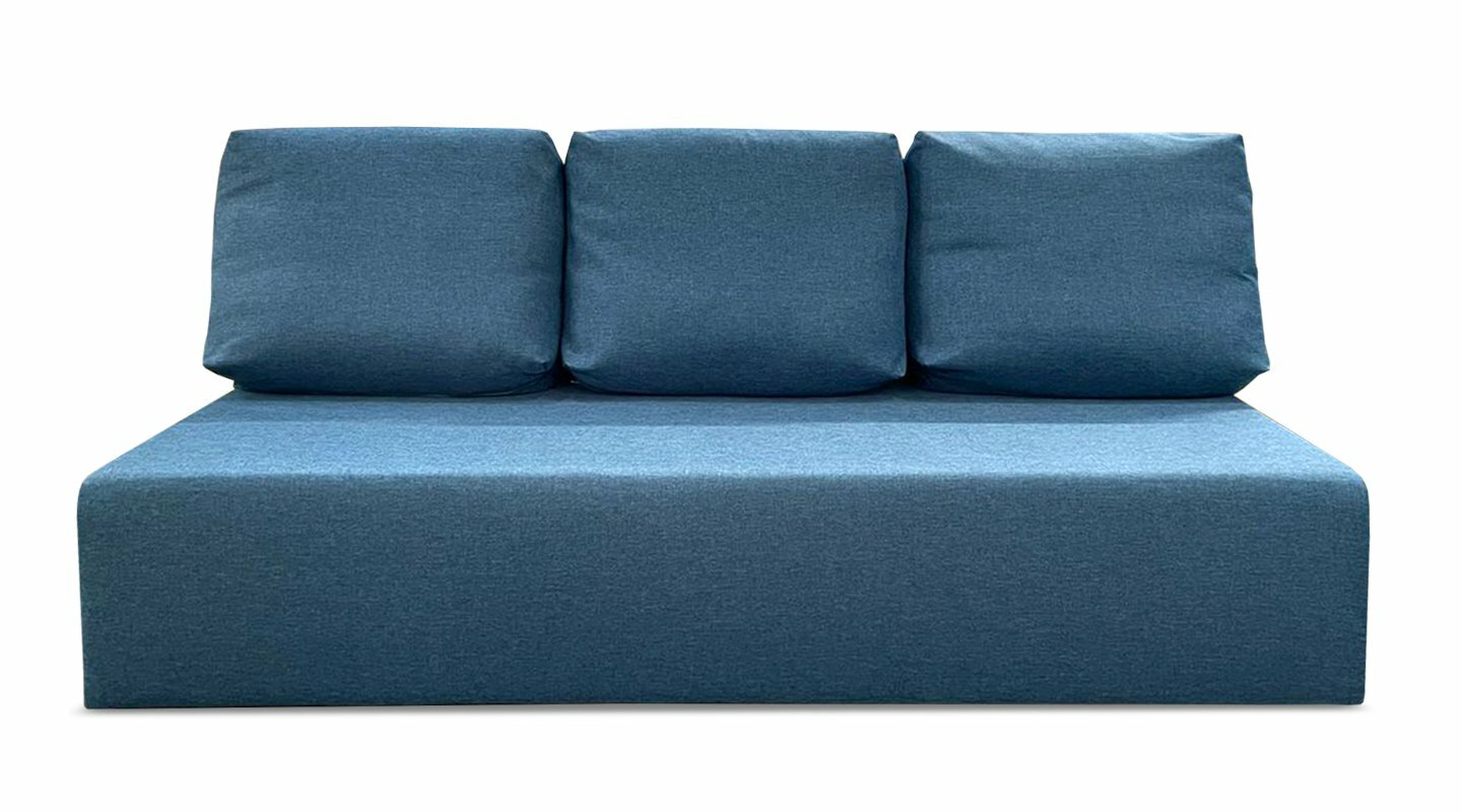 Прямой раскладной диван “Каир” 187х87х85 см, механизм еврокнижка, синий рогожка - фотография № 1