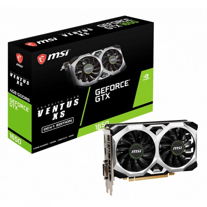 Видеокарта MSI PCI-E GTX 1650 D6 VENTUS XS OCV1 NVIDIA GeForce GTX 1650 4096Mb 128 GDDR6 1485/12000 DVIx1 HDMIx1 DPx1 HDCP Ret