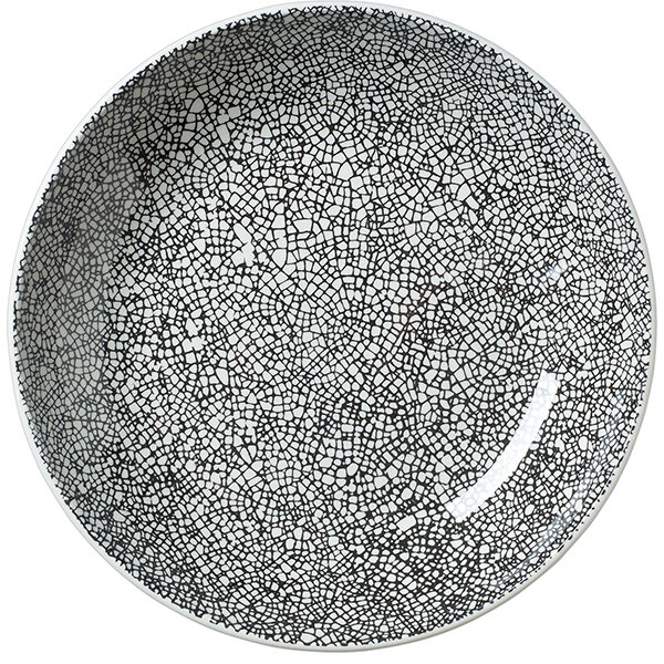 Салатник «Инк Блэк»; фарфор; D=20.5см; белый, черный