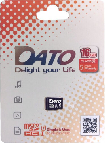 Карта памяти DATO microSDHC 16Gb Class 10 UHS-I U1