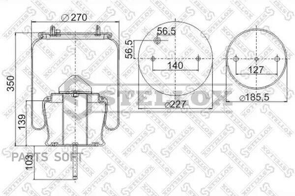 STELLOX 9030304SX 90-30304-SX_пневмоподушка со стак.!2шп.d12 1отв-.M14 Поршень стаь 1шп.d12 \Omn Scania 4-serie