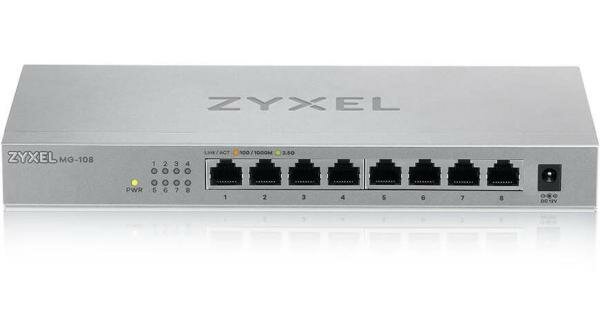 Zyxel MG-108 multi-gigabit switch, 8x1 / 2.5GE, desktop, silent