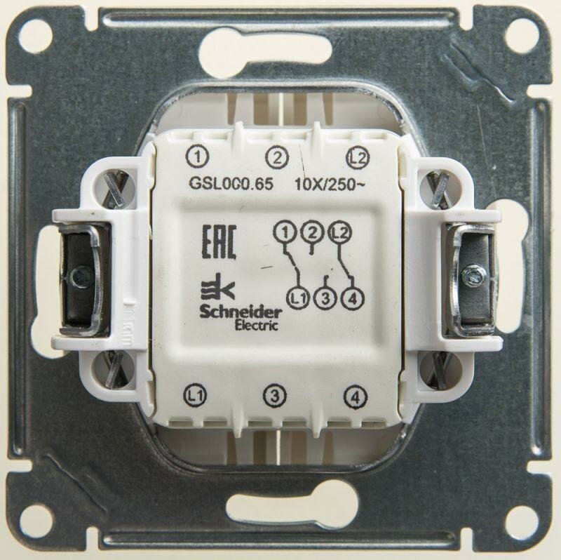Механизм переключателя проходного 2-кл. СП Glossa 10А IP20 (сх. 6/2) 10AX перламутр | код GSL000665 | Schneider Electric ( 1шт. )