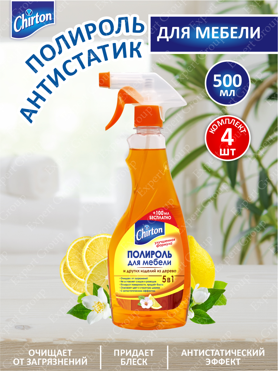 фото Полироль для чистки и антистатич. обработки мебели Chirton 400мл. + 100мл. Промо х 4 шт.