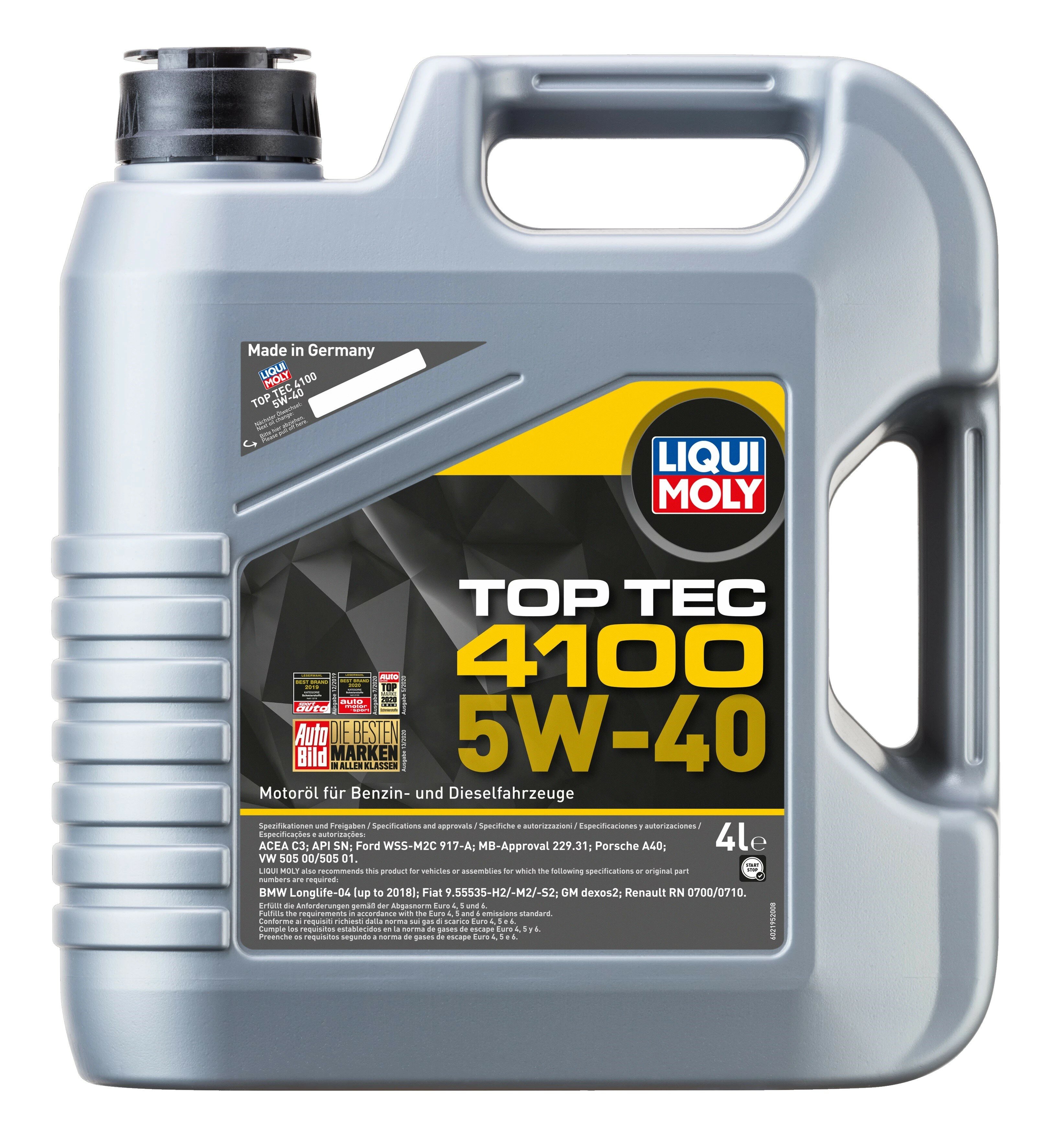 Моторное синтетическое масло LIQUI MOLY Top Tec 4100 5W-40, 4 л