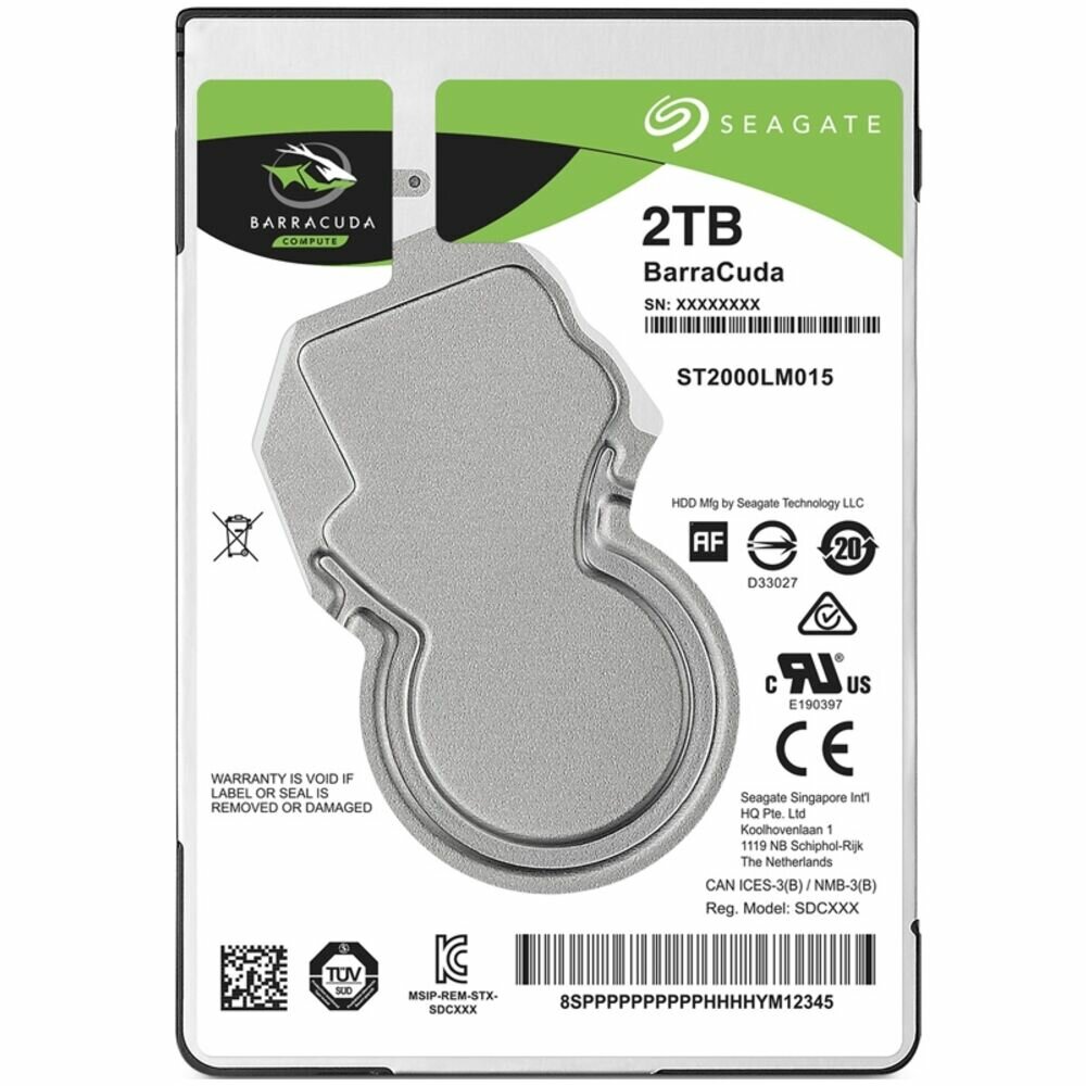 Внутренний жесткий диск 2,5" 2Tb 2.5" Seagate Mobile (ST2000LM015) 128Mb 5400rpm SATA3