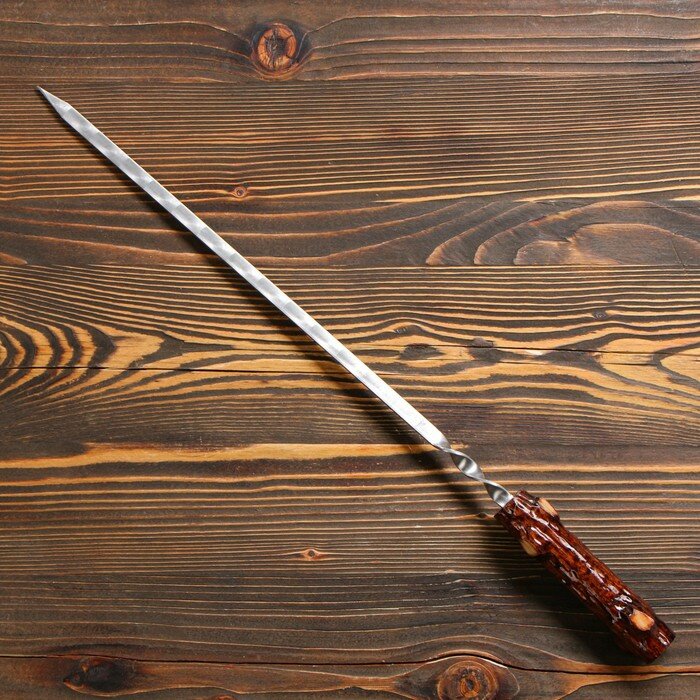 Шампур с деревянной ручкой Пенек металл - 3 мм, ширина - 12 мм, рабочая длина - 40 см
