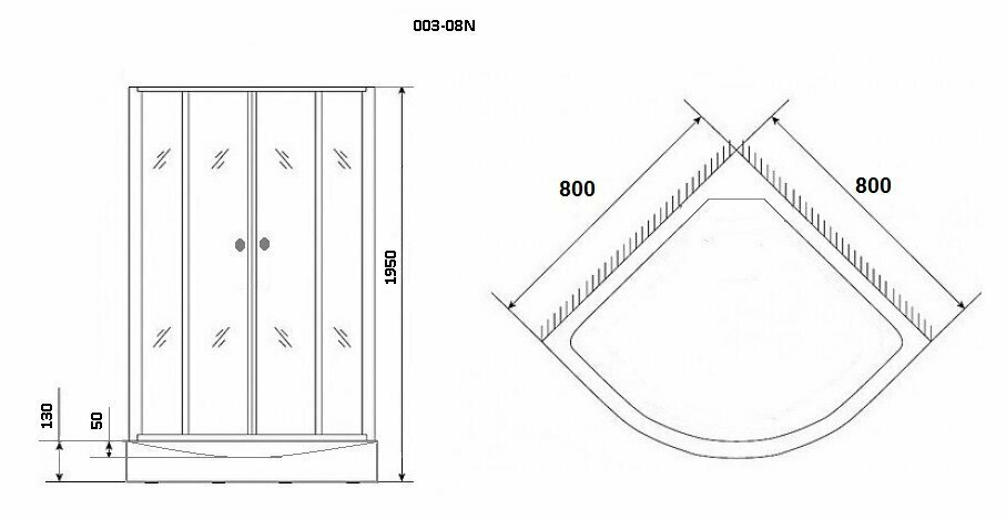 Душевой уголок Niagara NG- 003-14N (800х800х1950) низкий поддон(13см) стекло матовое