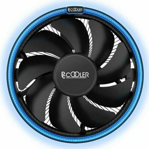 Кулер PCCooler E126M B S775/115X/AM2/2+/AM3/3+/AM4/FM1/FM2/2+ (1000-1800rpm, 56 CFM, 26.5dBA, 48 шт/кор, TDP 92W, вент-р 120мм с PWM, Blue LED FAN, 10