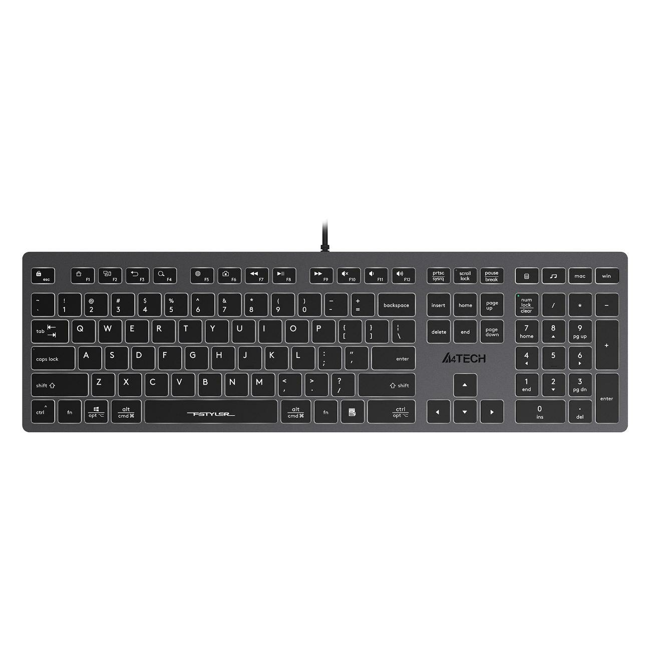 Клавиатура проводная A4Tech FX60 Grey/White