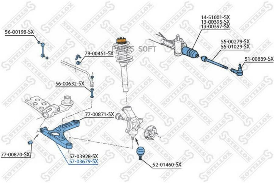 STELLOX 5703679SX 57-03679-SX_рычаг нижний правый!\ Ford Transit all 00