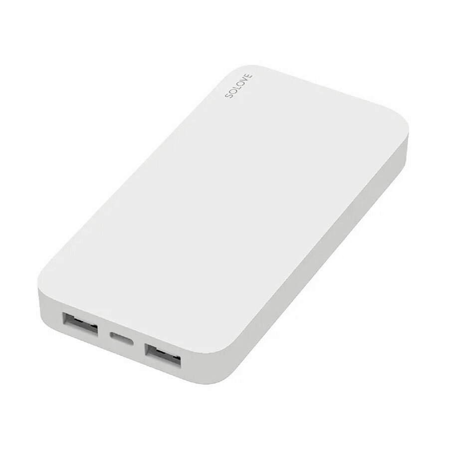 Внешний аккумулятор Power Bank Xiaomi (Mi) SOLOVE 20000mAh 18W Quick Charge 3.0. Dual USB с 2xUSB выходом, кожаный чехол (003M White RUS) (русская версия!!), белый