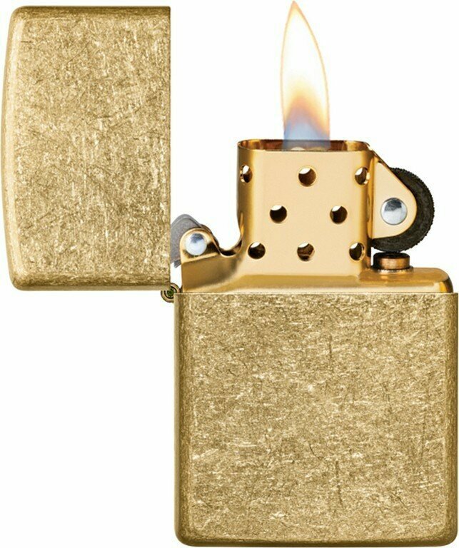 Зажигалка ZIPPO Classic с покрытием Tumbled Brass, латунь/сталь, золотистая, матовая, 38x13x57 мм - фотография № 3