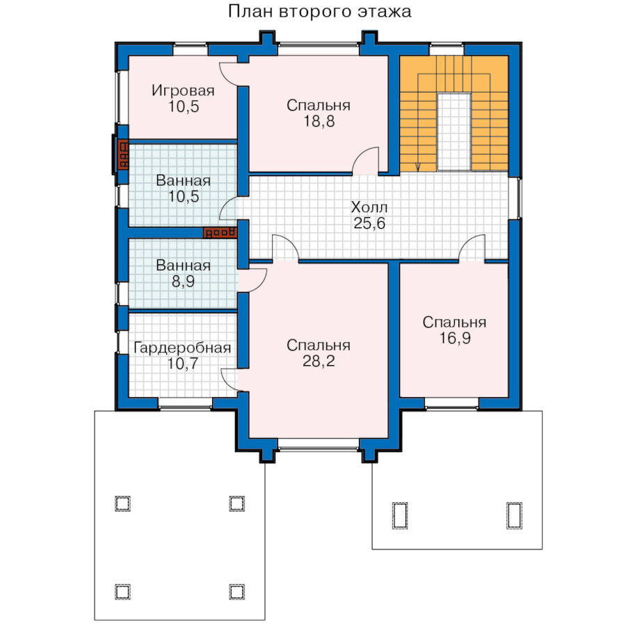 45-64NFKL-Catalog-Plans - Проект двухэтажного кирпичного дома с террасой - фотография № 3