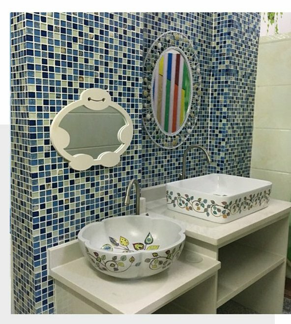 Мозаика стеклянная с натуральными раковинами в средиземноморском стиле (голубой К2305) - фотография № 7
