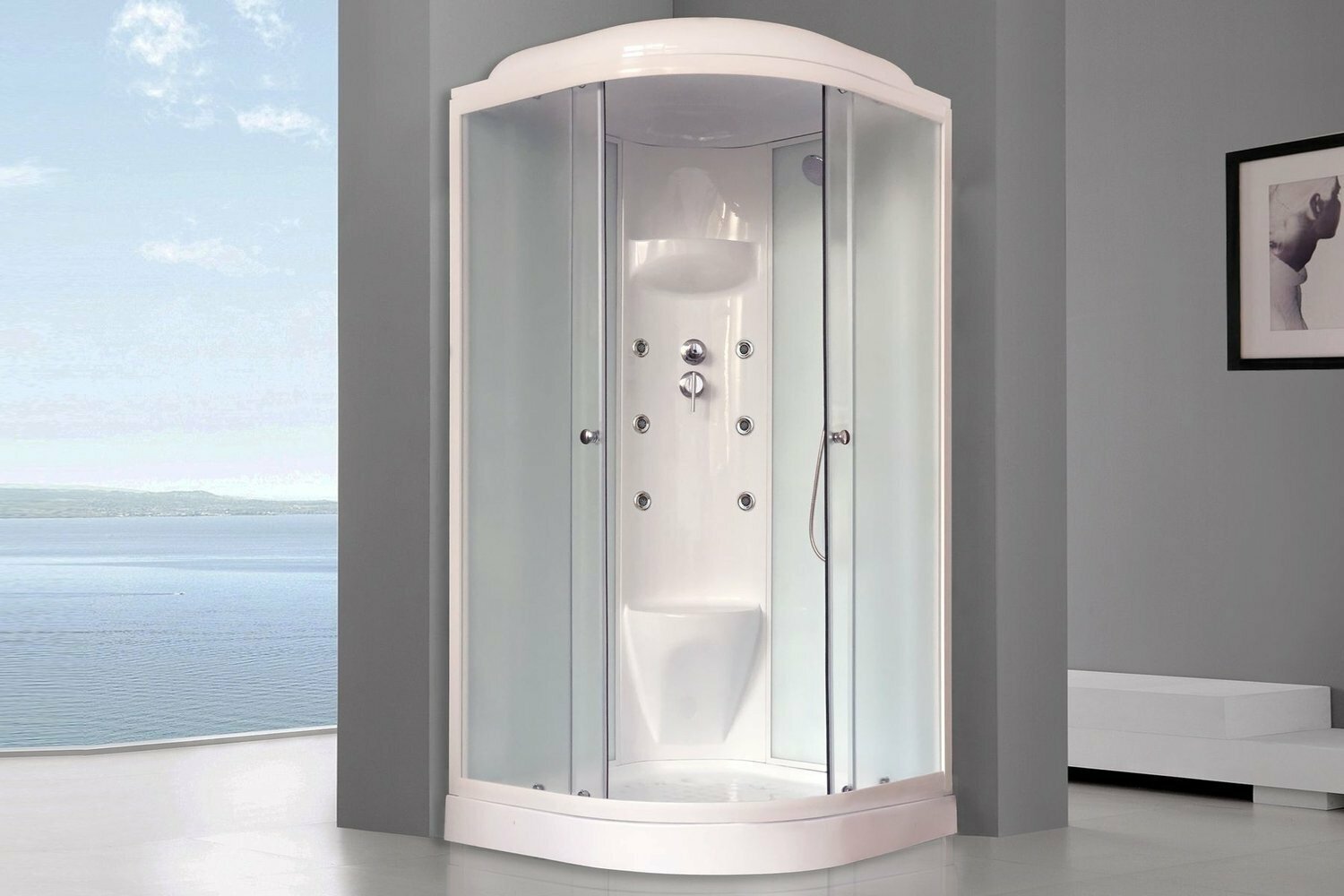 Душевая кабина Royal Bath RB90HK7-WC 90x90 профиль белый/стекло матовое