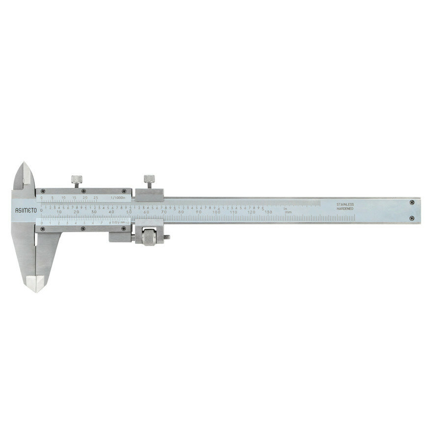 ASIMETO Штангенциркуль нониусный 002 мм 0-130 мм с микроподачей 363-05-6