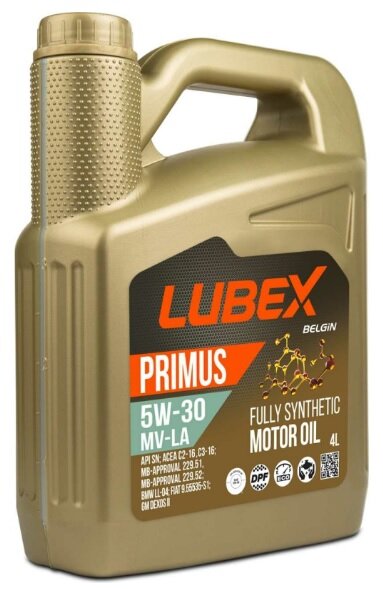 Масло моторное синтетика Lubex Primus MV-LA 5W30 SN C2/C3 4л