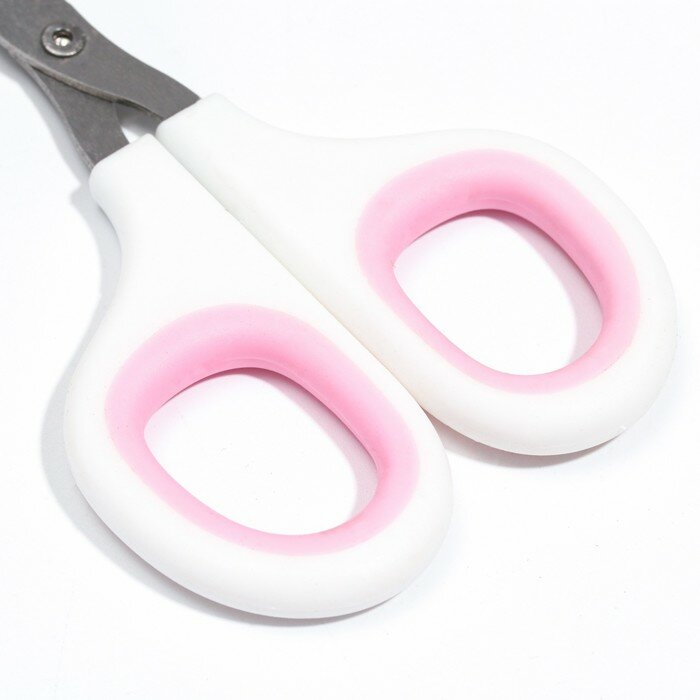Ножницы-когтерезы с мягкими ручками, отверстие 8 мм, бело-розовые - фотография № 4